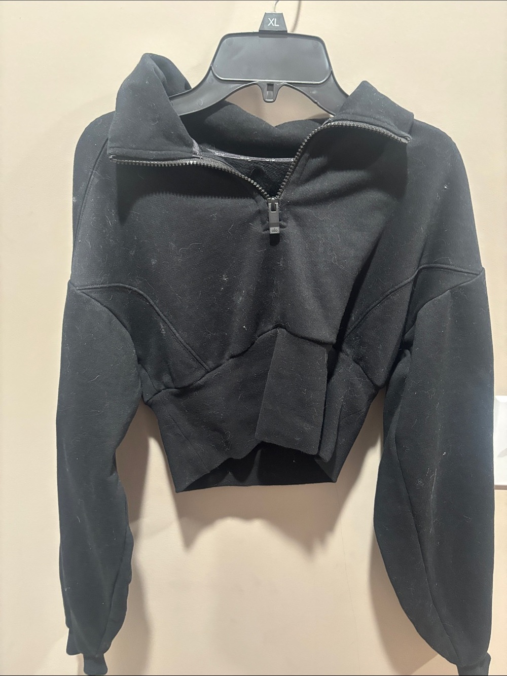 ALO Yoga Black Cropped Half-Zip Turtleneck Sweater